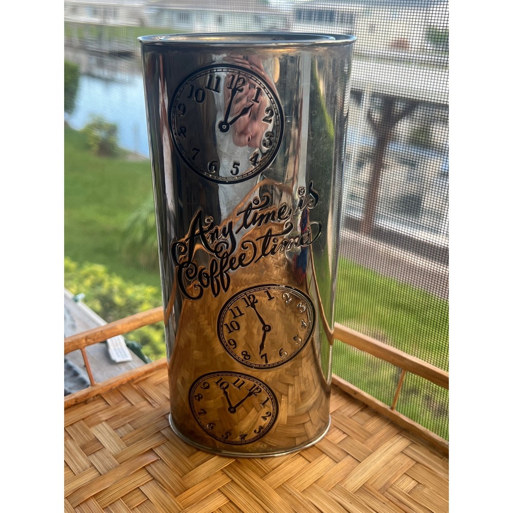 Vintage Neiman Marcus Silver Metal Coffee Canister